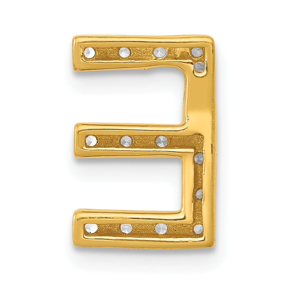 10K Yellow Gold 10K Diamond Letter E Initial Charm
