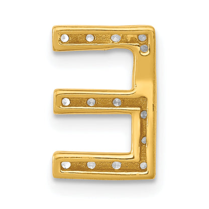 10K Yellow Gold 10K Diamond Letter E Initial Charm