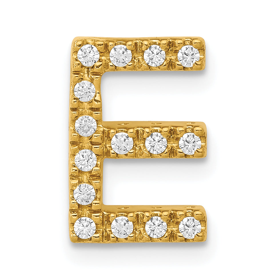 10K Yellow Gold 10K Diamond Letter E Initial Charm
