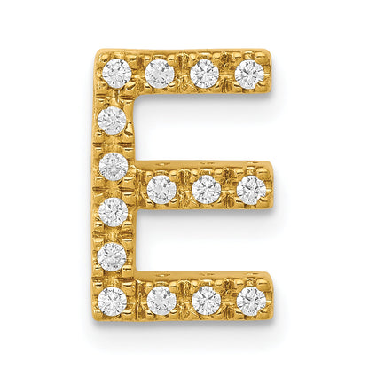 10K Yellow Gold 10K Diamond Letter E Initial Charm