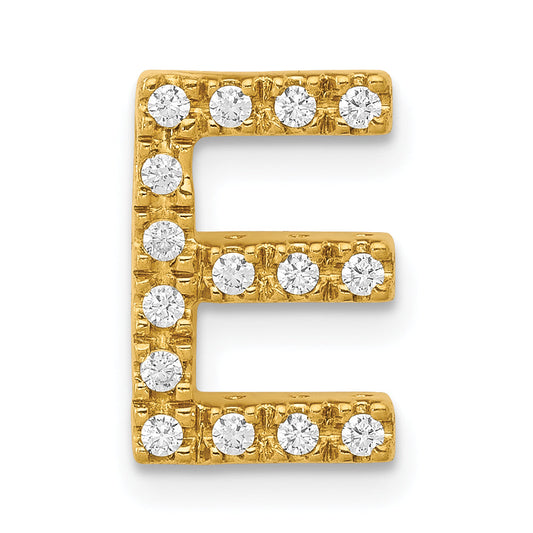 10K Yellow Gold 10K Diamond Letter E Initial Charm