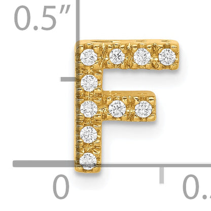 10K Yellow Gold 10K Diamond Letter F Initial Charm
