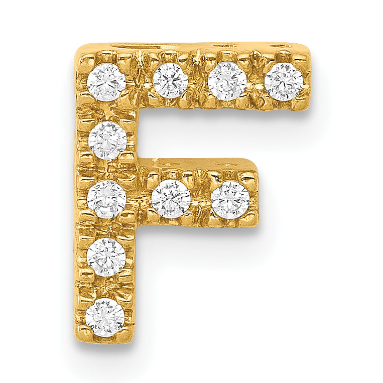 10K Yellow Gold 10K Diamond Letter F Initial Charm