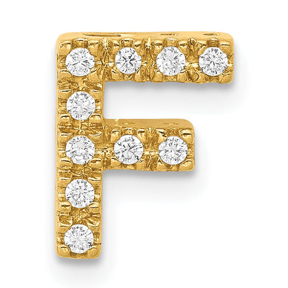 10K Yellow Gold 10K Diamond Letter F Initial Charm