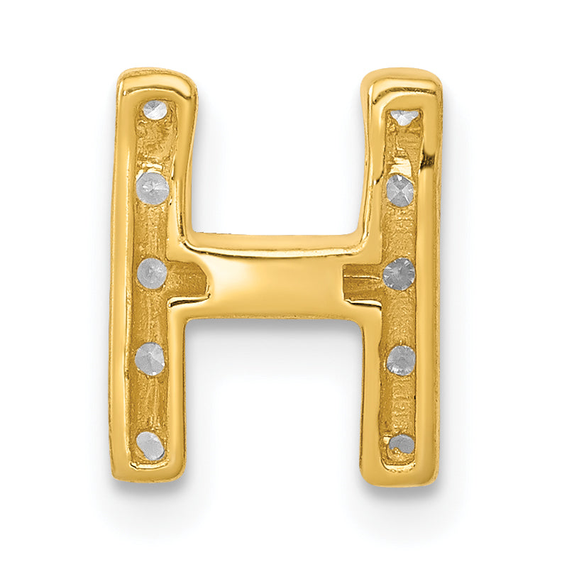 10K Yellow Gold 10K Diamond Letter H Initial Charm