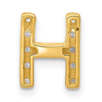 10K Yellow Gold 10K Diamond Letter H Initial Charm