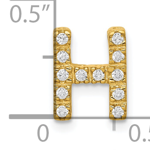 10K Yellow Gold 10K Diamond Letter H Initial Charm