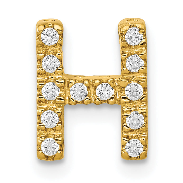 10K Yellow Gold 10K Diamond Letter H Initial Charm