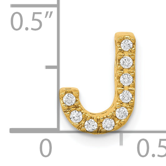 10K Yellow Gold 10K Diamond Letter J Initial Charm