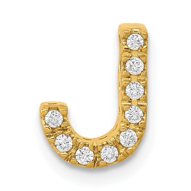 10K Yellow Gold 10K Diamond Letter J Initial Charm