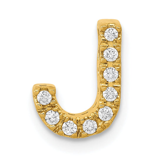 10K Yellow Gold 10K Diamond Letter J Initial Charm