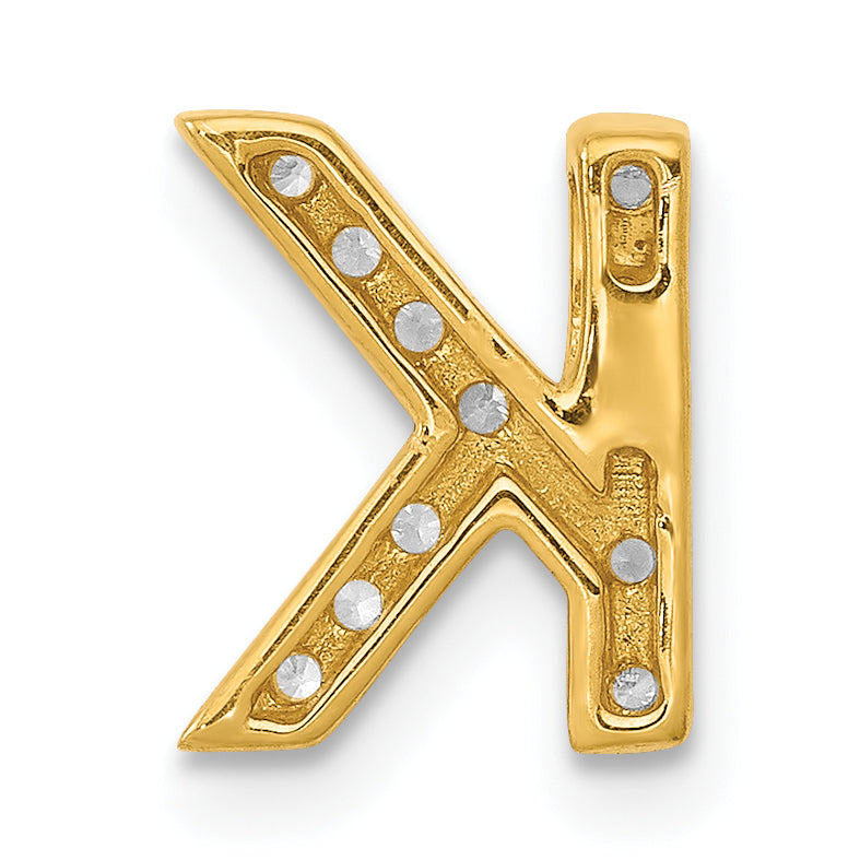 10K Yellow Gold 10K Diamond Letter K Initial Charm
