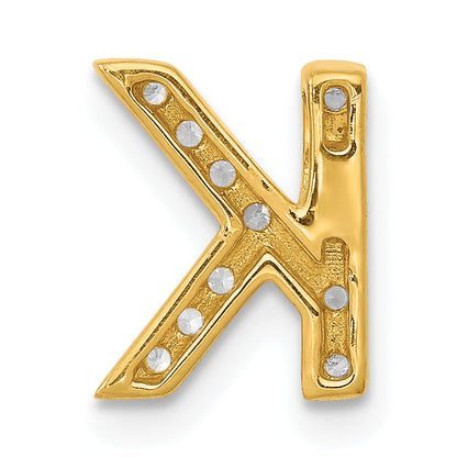 10K Yellow Gold 10K Diamond Letter K Initial Charm