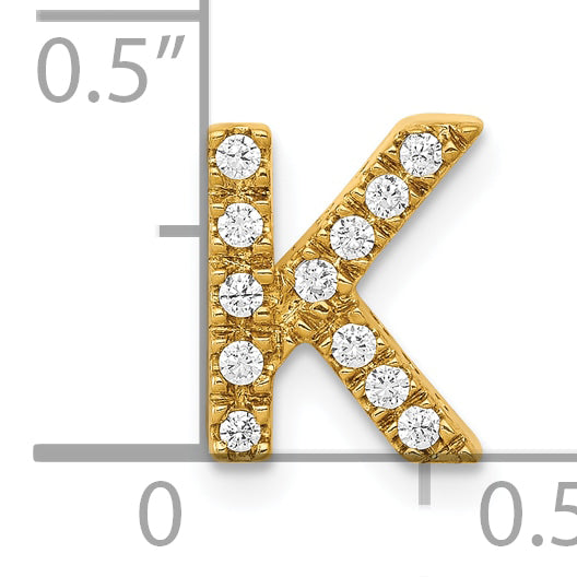 10K Yellow Gold 10K Diamond Letter K Initial Charm