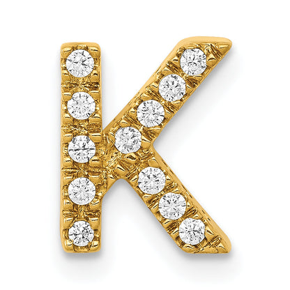 10K Yellow Gold 10K Diamond Letter K Initial Charm