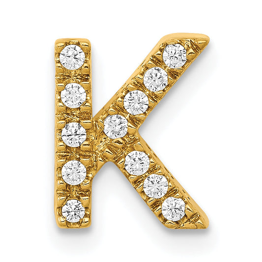 10K Yellow Gold 10K Diamond Letter K Initial Charm