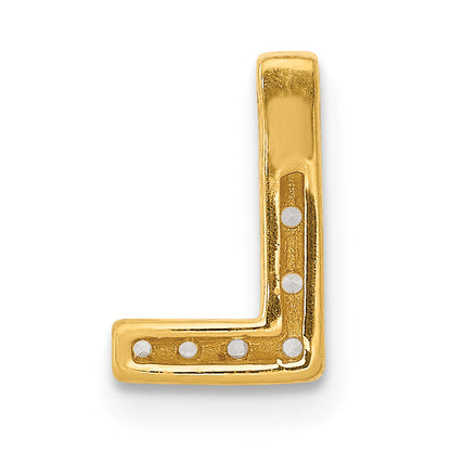 10K Yellow Gold 10K Diamond Letter L Initial Charm