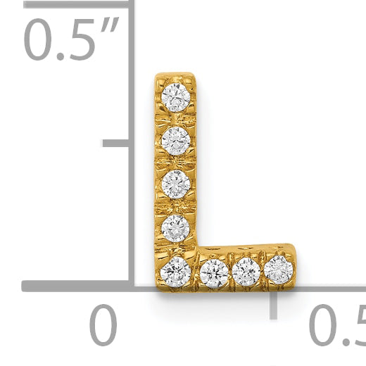 10K Yellow Gold 10K Diamond Letter L Initial Charm
