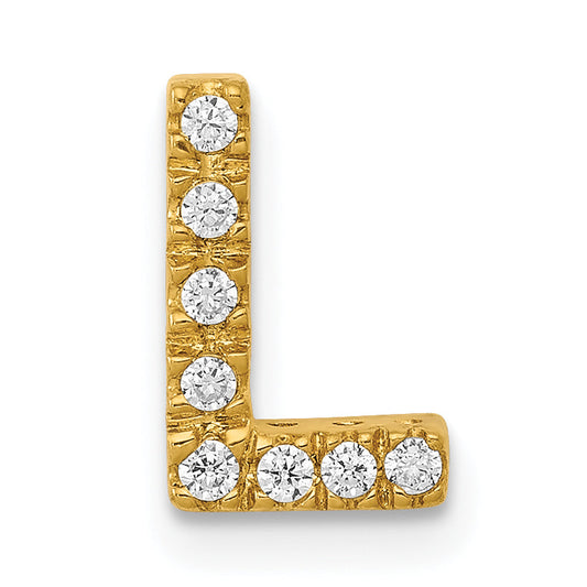 10K Yellow Gold 10K Diamond Letter L Initial Charm
