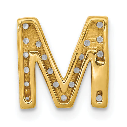 10K Yellow Gold 10K Diamond Letter M Initial Charm