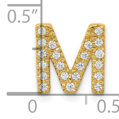 10K Yellow Gold 10K Diamond Letter M Initial Charm