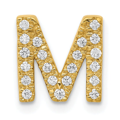 10K Yellow Gold 10K Diamond Letter M Initial Charm