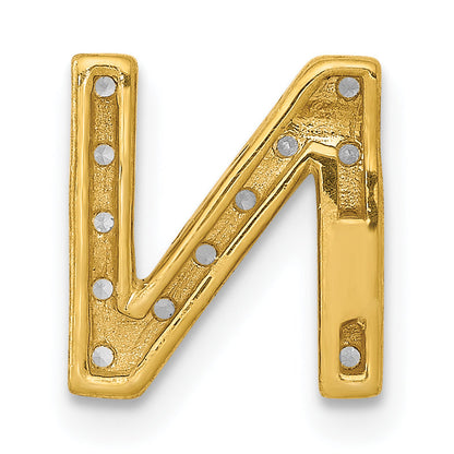 10K Yellow Gold 10K Diamond Letter N Initial Charm