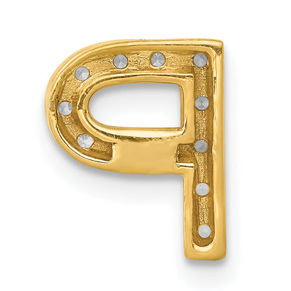 10K Yellow Gold 10K Diamond Letter P Initial Charm