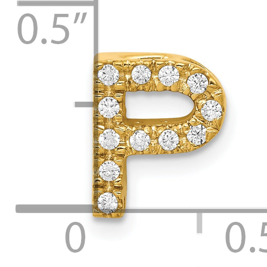 10K Yellow Gold 10K Diamond Letter P Initial Charm