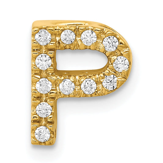 10K Yellow Gold 10K Diamond Letter P Initial Charm
