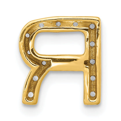 10K Yellow Gold 10K Diamond Letter R Initial Charm