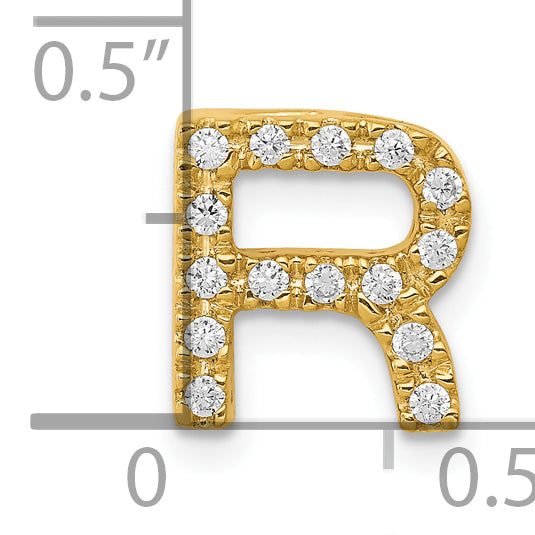 10K Yellow Gold 10K Diamond Letter R Initial Charm