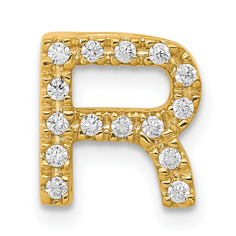 10K Yellow Gold 10K Diamond Letter R Initial Charm