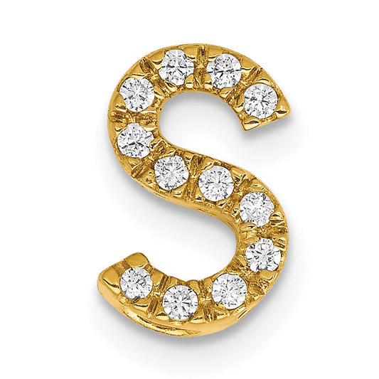 10K Yellow Gold 10K Diamond Letter S Initial Charm