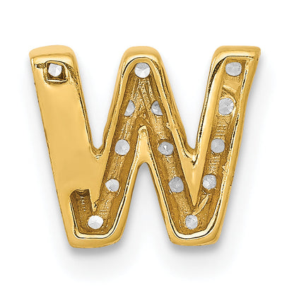 10K Yellow Gold 10K Diamond Letter W Initial Charm