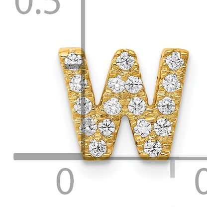10K Yellow Gold 10K Diamond Letter W Initial Charm