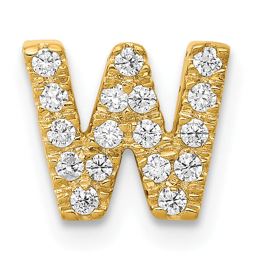 10K Yellow Gold 10K Diamond Letter W Initial Charm