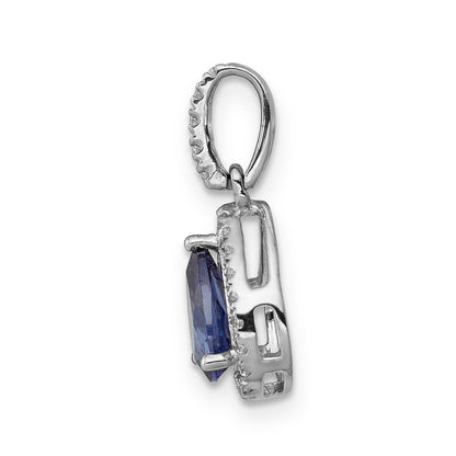 14k White Gold 14k White Gold Pear .75 Tanzanite and Diamond Pendant