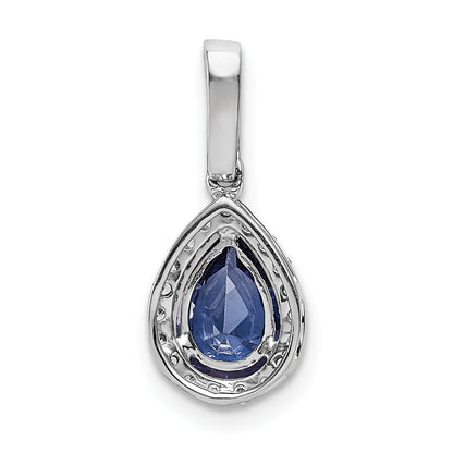 14k White Gold 14k White Gold Pear .75 Tanzanite and Diamond Pendant