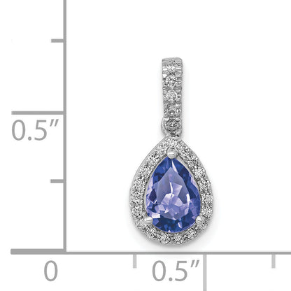 14k White Gold 14k White Gold Pear .75 Tanzanite and Diamond Pendant