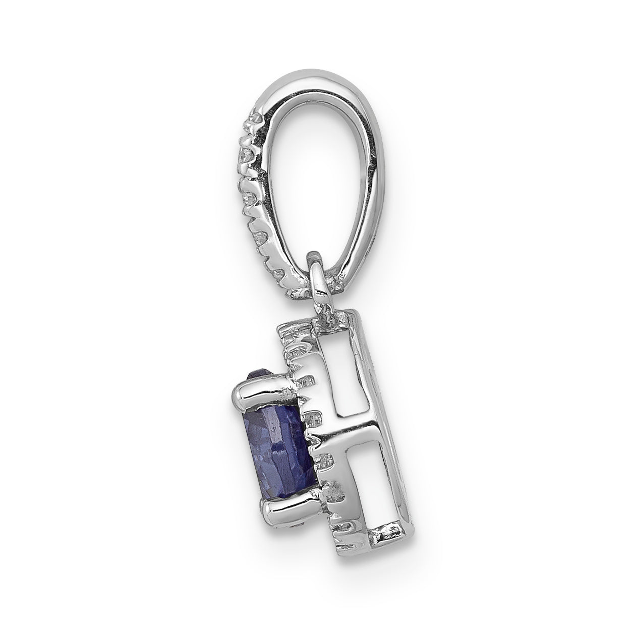 14k White Gold 14k White Gold .69 Tanzanite and Halo Diamond Pendant