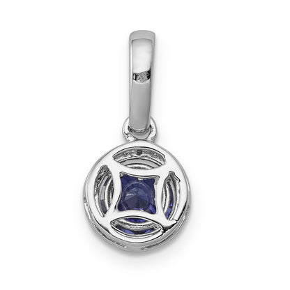 14k White Gold 14k White Gold .69 Tanzanite and Halo Diamond Pendant