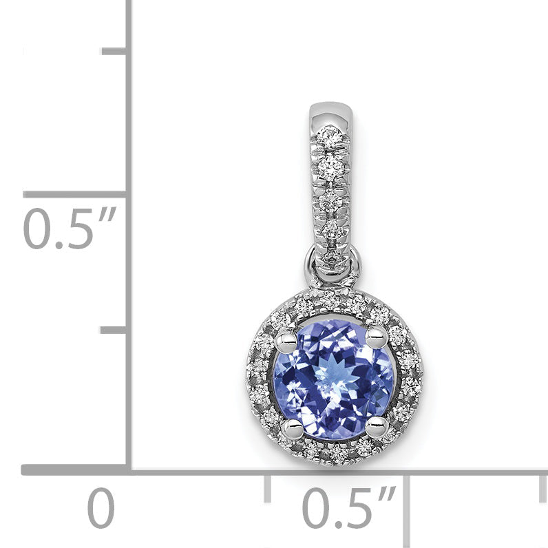 14k White Gold 14k White Gold .69 Tanzanite and Halo Diamond Pendant