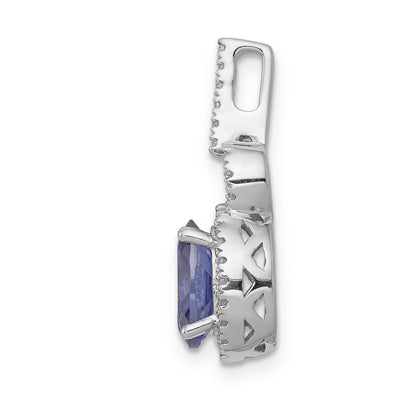 14k White Gold 14k White Gold Oval .95 Tanzanite and Diamond Pendant