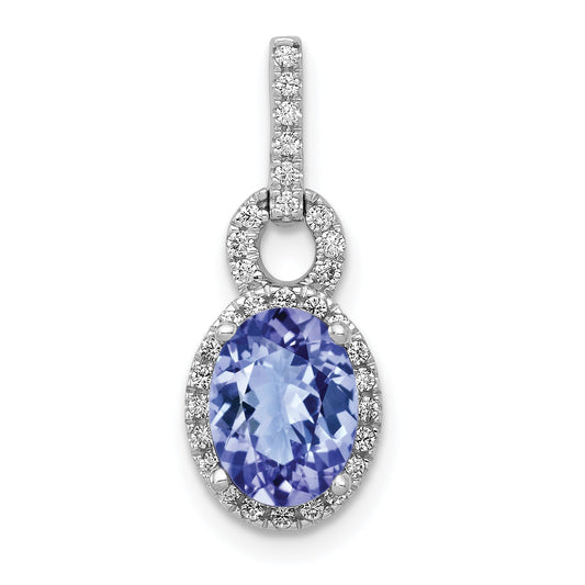 14k White Gold 14k White Gold Oval .95 Tanzanite and Diamond Pendant