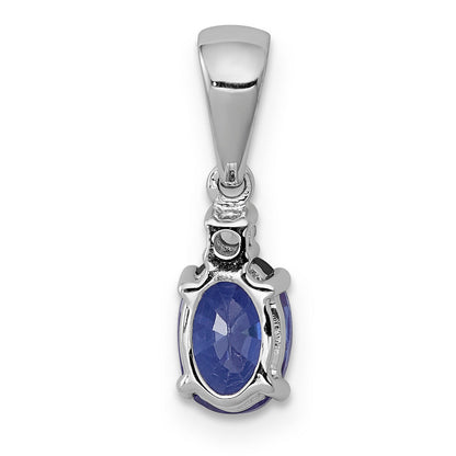 14k White Gold 14k White Gold Oval .75 Tanzanite and Diamond Pendant