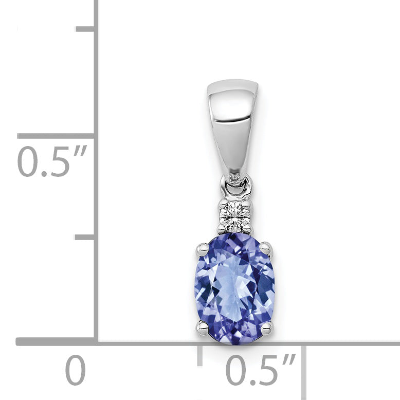 14k White Gold 14k White Gold Oval .75 Tanzanite and Diamond Pendant
