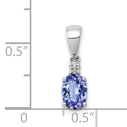 14k White Gold 14k White Gold Oval .75 Tanzanite and Diamond Pendant