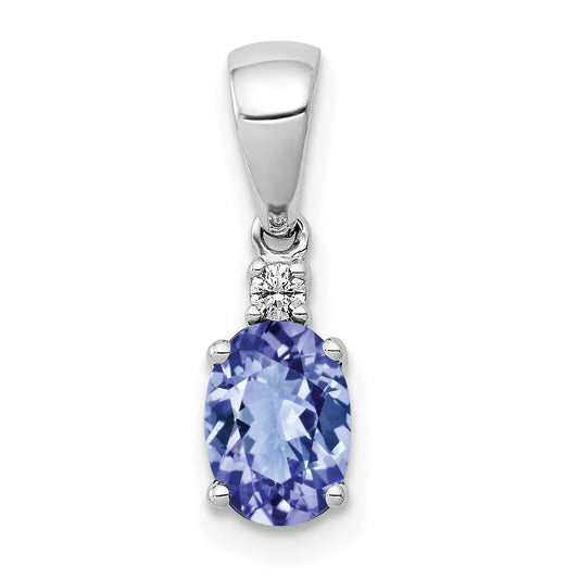 14k White Gold 14k White Gold Oval .75 Tanzanite and Diamond Pendant