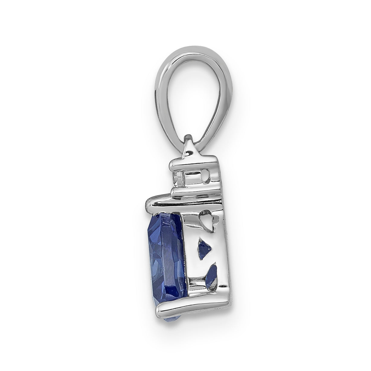 14k White Gold 14k White Gold Trillion .90 Tanzanite and Diamond Pendant